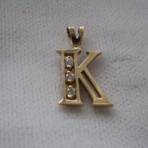 10K Gold Letter K Pendant